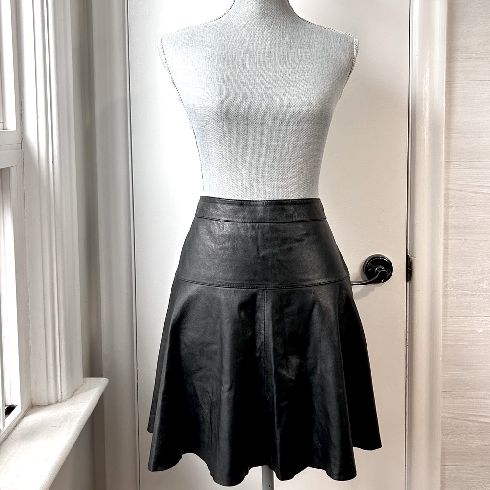 Banana Republic Authentic Leather Short Skirt Black